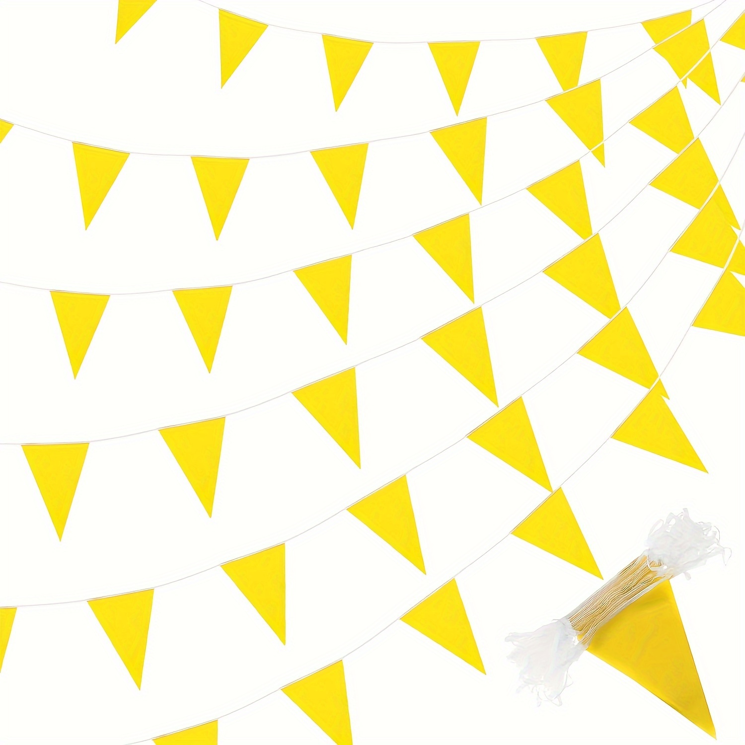 

10m Triangular Bunting Bulk Garland Grand Opening Carnival Birthday Party Decoration Holiday Celebration Outdoor (yellow)