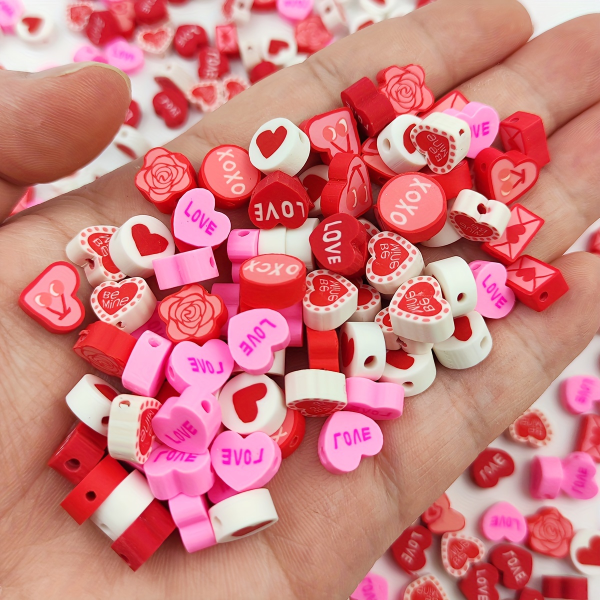 Mixed Polymer Clay Valentine's Day Series Beads For Jewelry - Temu