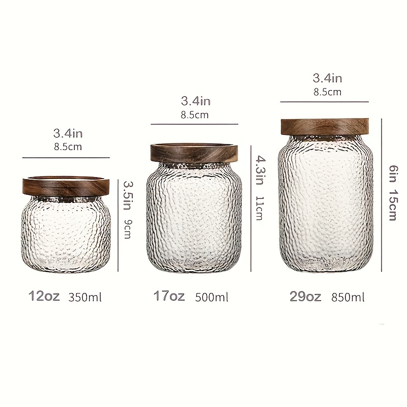 Acacia Wood Glass Kitchen Storage Jar 500ml for Pantry Organisation, Pantry Containers