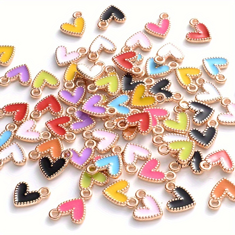 

25pcs Mix Enamel Heart Charms Cute Colorful Heart Shape Pendants For Jewelry Making Diy Handmade Necklace Earrings