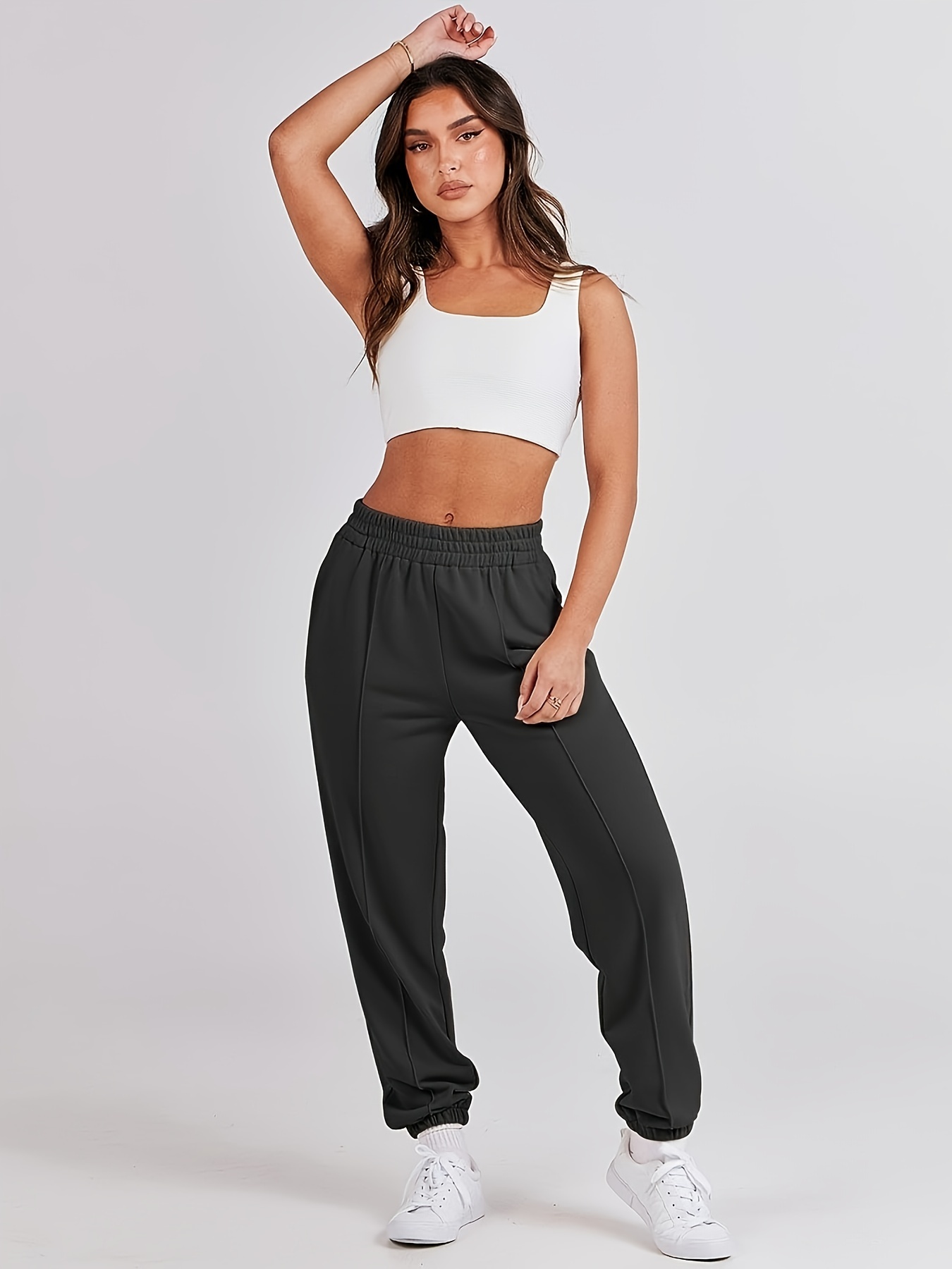 Basic Plain Sweatpants Girls High Waisted Workout Active - Temu