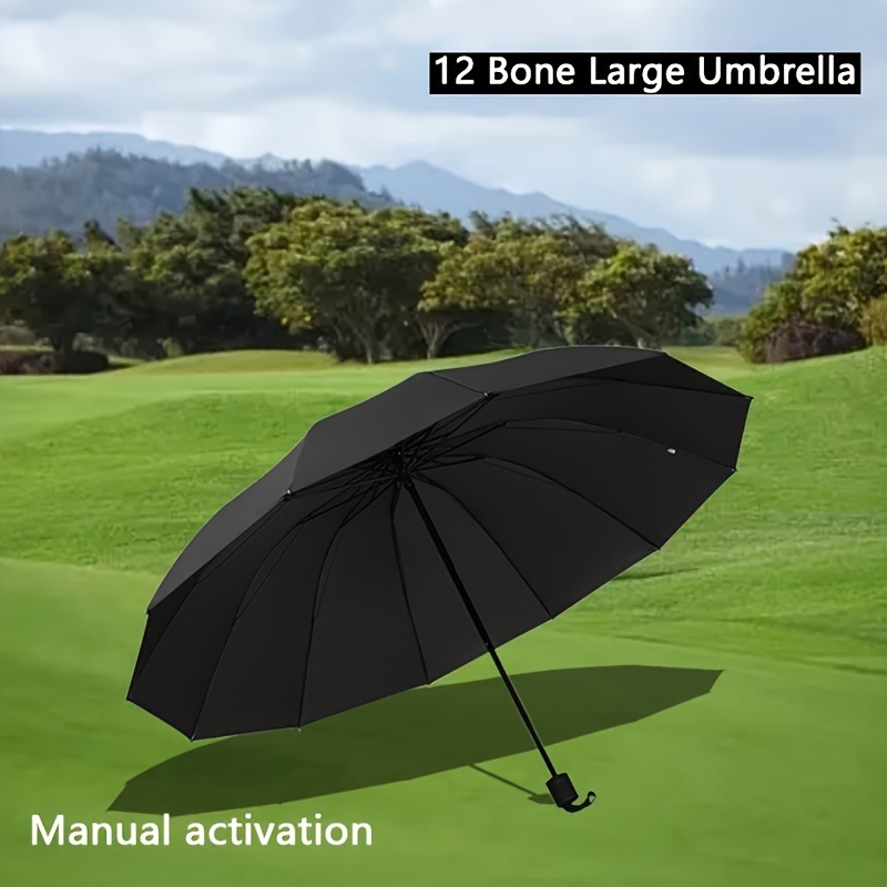 12 Costillas Paraguas Plegable Resistente Viento - Temu