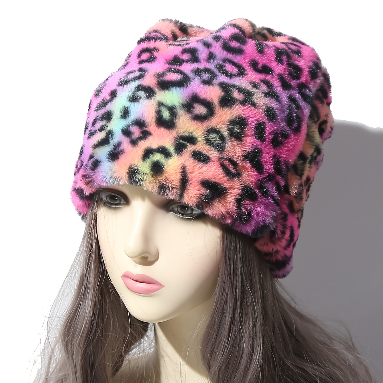 

Trendy Plush Leopard Print Beanie Winter Warm Beanies Classic Skull Cap Warm Ski Hat For Outdoor