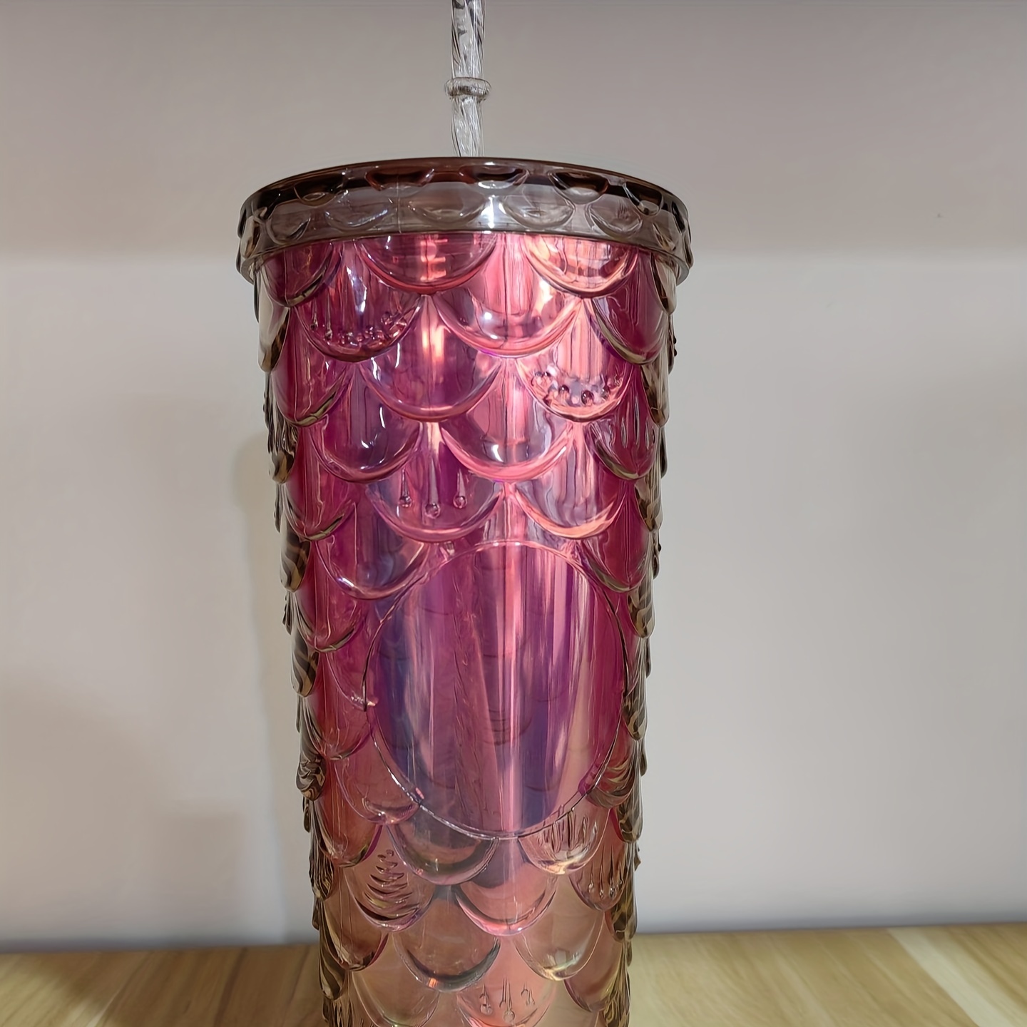 710ml Reusable Cups with Lids and Straws,Mermaid Scales Tumbler