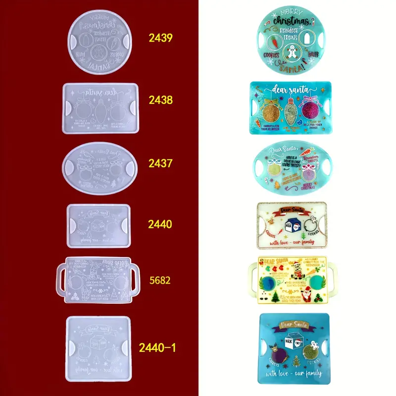 Christmas Silicone Resin Tray Molds Large Rectangle Round - Temu