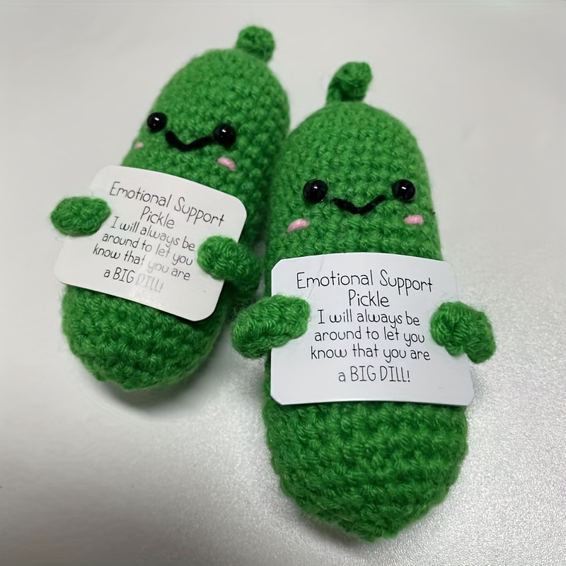Handmade Emotional Support Pickle Cucumber - Cute Crochet Emotional Support  Pickled, Funny Wool Knitting Cucumber for Christmas Birthday Gift (1pc)