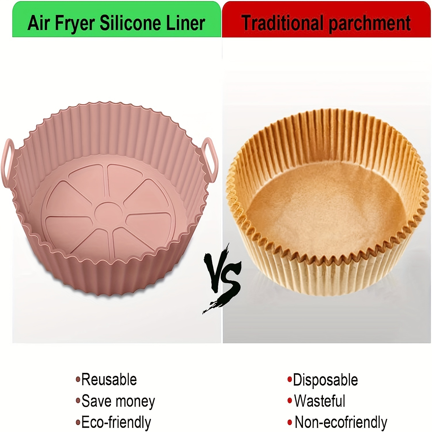 1Pcs Air Fryer Food Grade Reusable Liner Silicone Anti-slip Round