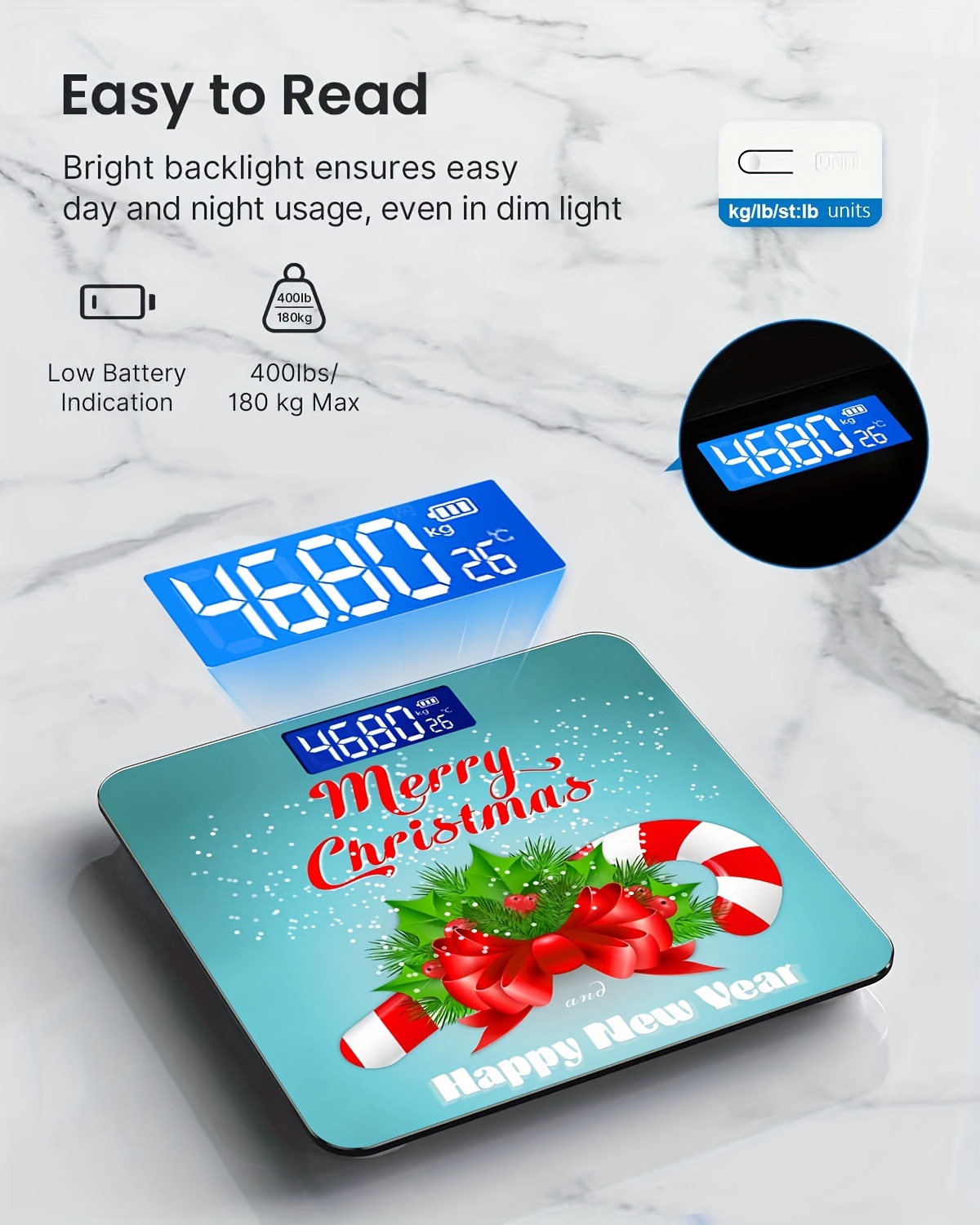 Christmas Digital Bathroom Gym Scale With Temperature Highly - Temu