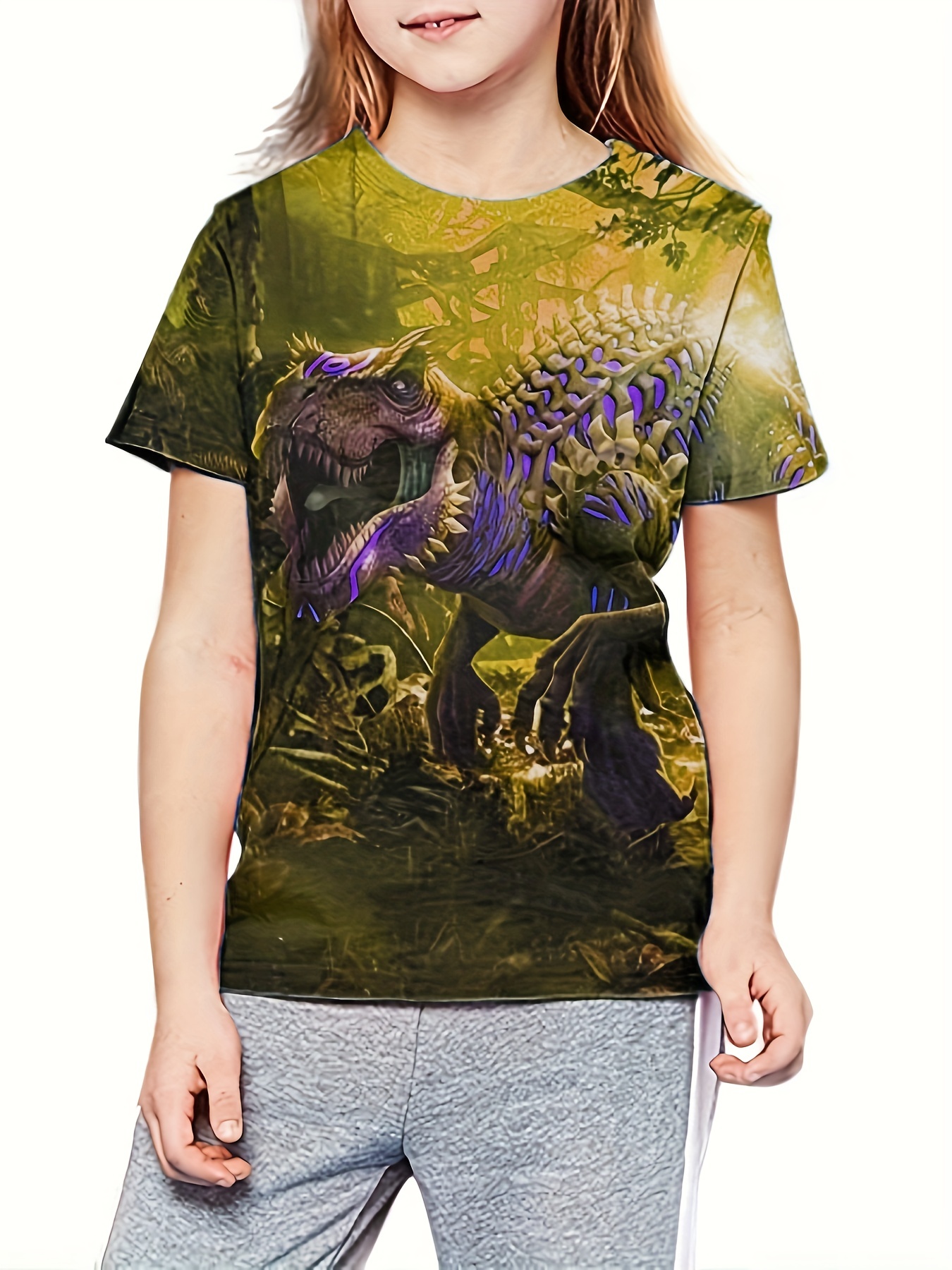 Scary Dinosaur 3d Print Boys Creative T shirt Casual Temu Canada