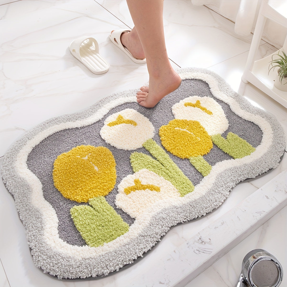 Non-Slip Bath Mat Cute Big Feet Absorbent Bathroom Rug Floor Mat Doormat  for Bathroom Toilet Shower Kitchen Home Decor 