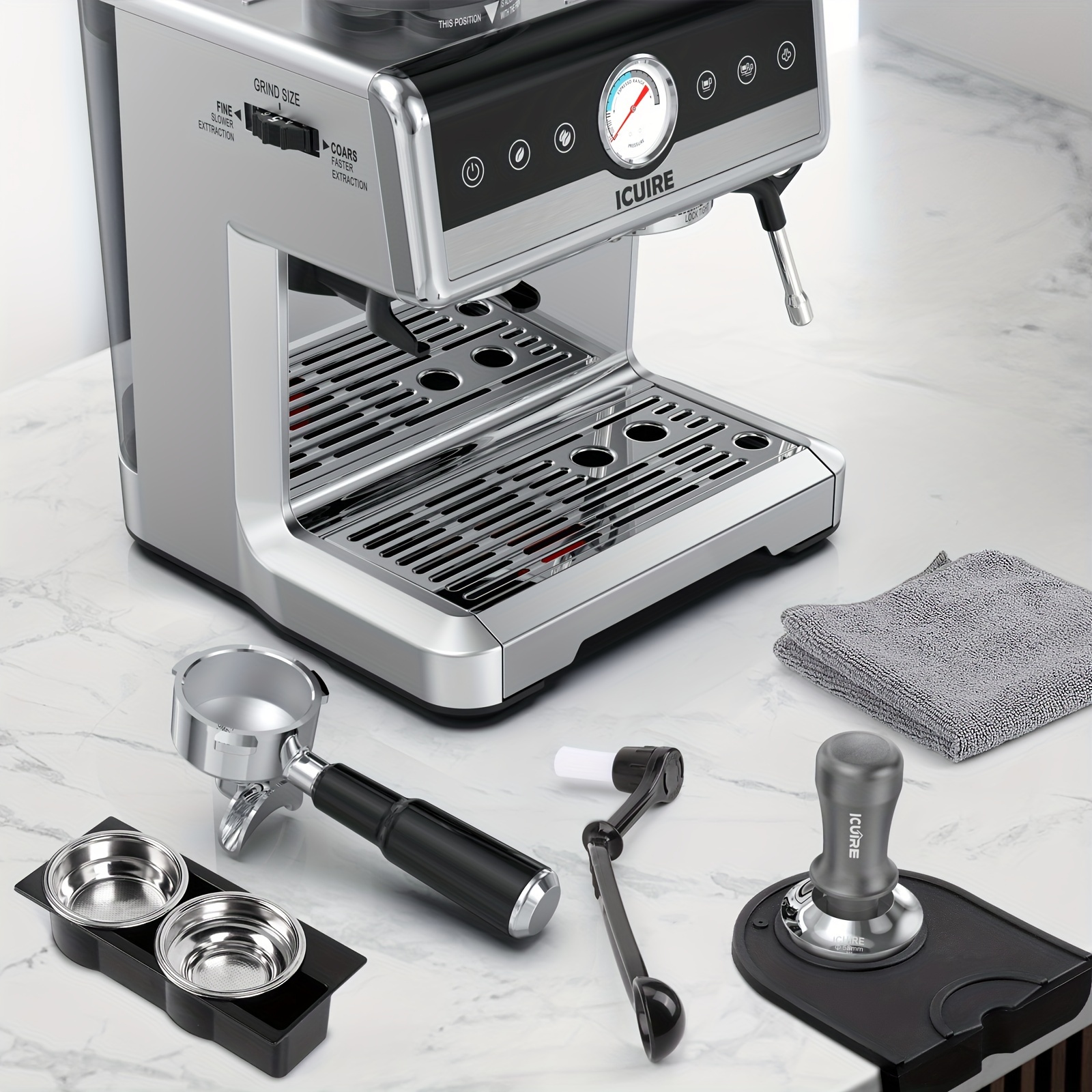 ICUIRE 20 Bar Espresso Machine with Milk Frother, 1.5L/50oz