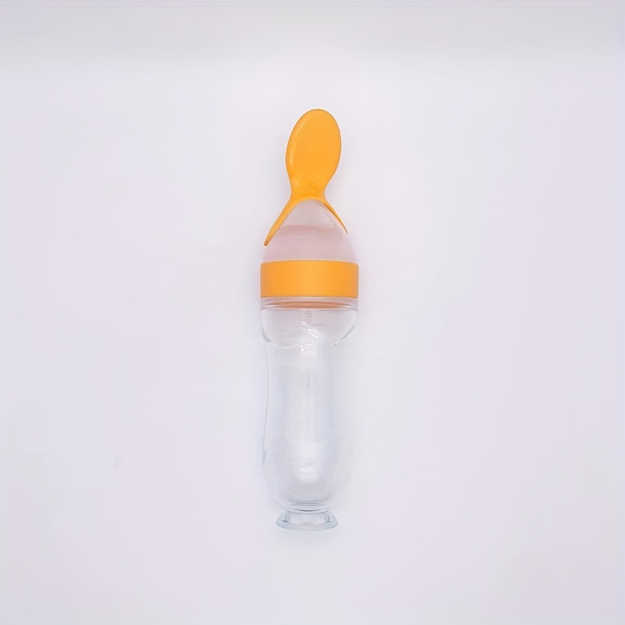 Baby Food Feeder Infants Silicone Feeding Bottle With Spoon - Temu