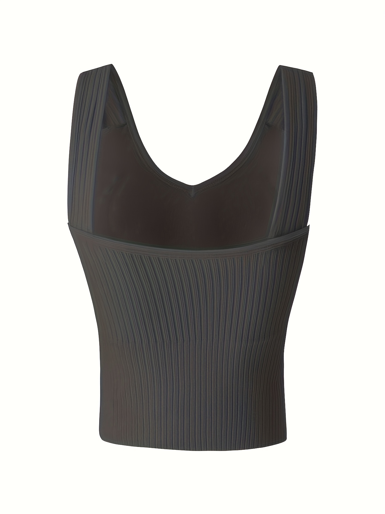3pcs Ribbed Tank Tops V Neck Padded Women's Lingerie