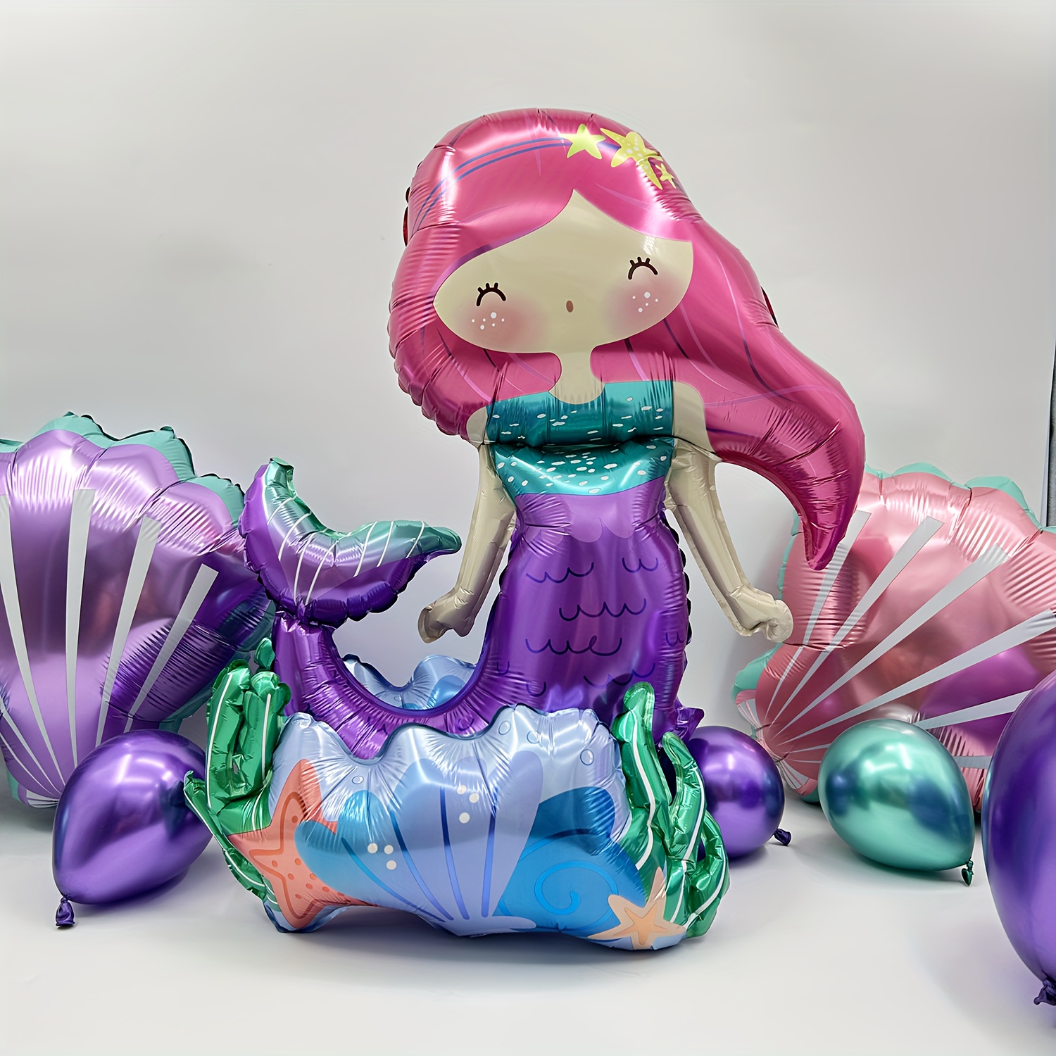 

Ensemble de 3 ballons sirène pour une décoration sur le thème de l'océan, idéal pour des arrangements et des accessoires de prise de vue, ou comme cadeau de Pâques.