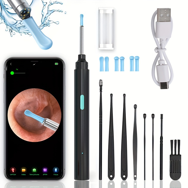 VITCOCO Ear Wax Removal Kit Ear Camera 1296P High-Definition Earwax Cleaner  Portable USB Charging Visible 6 LED Otoscope for Android, iPhone, Ipad