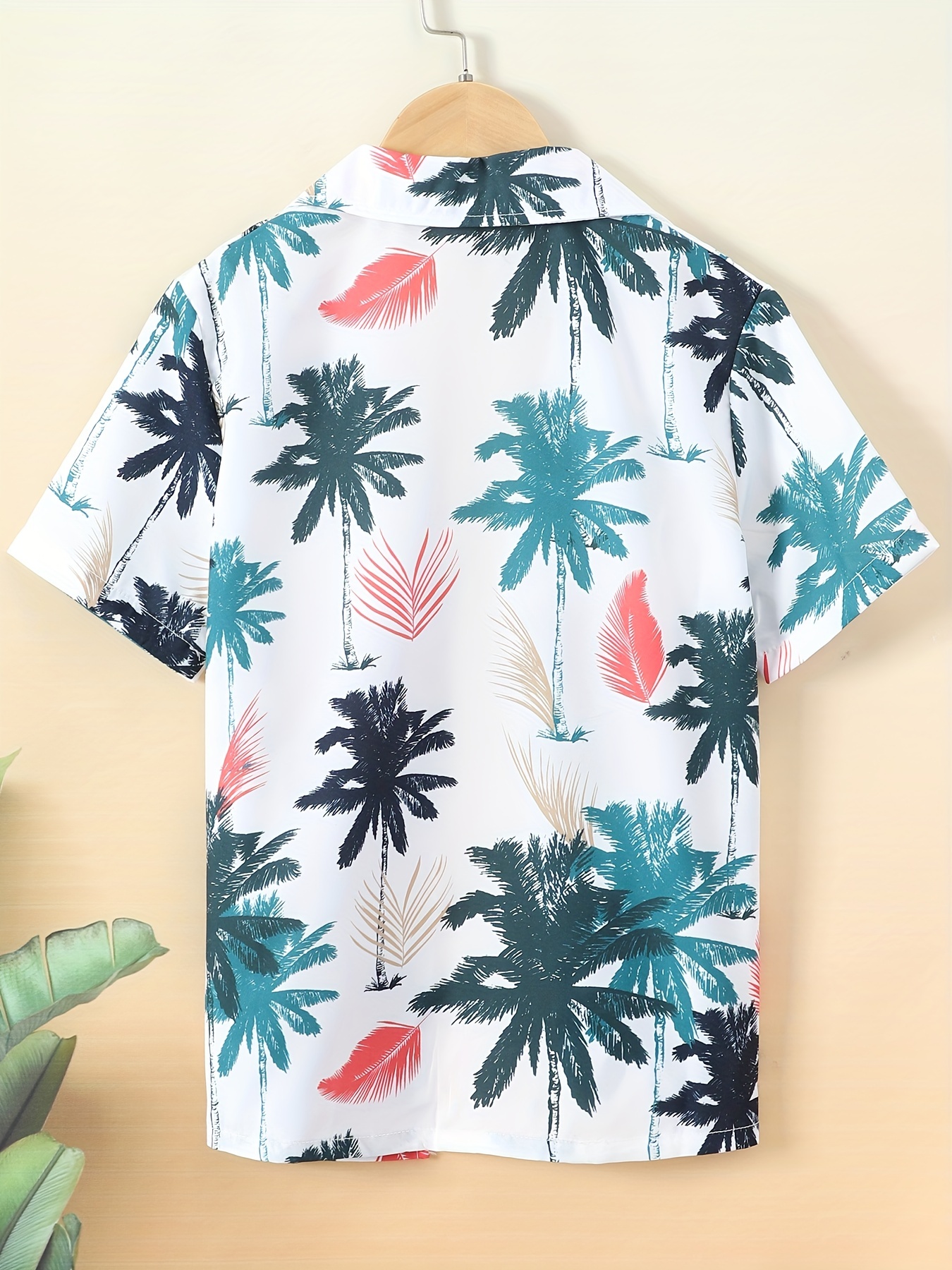 Boys Coconut Tree Print Button Down Shirt