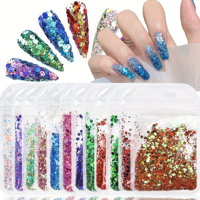 Nail Art Glitter Chunky Sequins Iridescent Mermaid Flakes Ultra-thin Tips  Colorful Mixed Paillette For Hair 