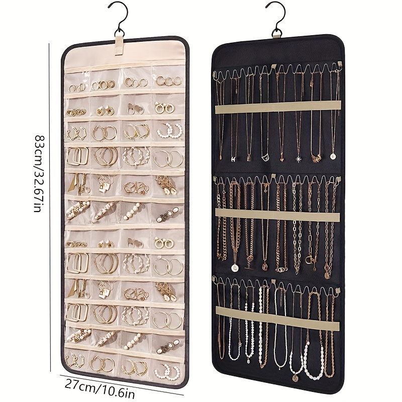 Portable Hanging Jewelry Storage Organizer Storage Roll With - Temu