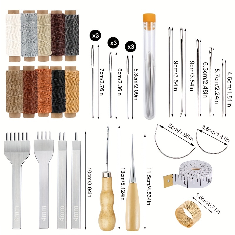 Great Choice Products 29X Leather Craft Punch Repair Tool Kit Stitching  Carving Working Sewing Needles