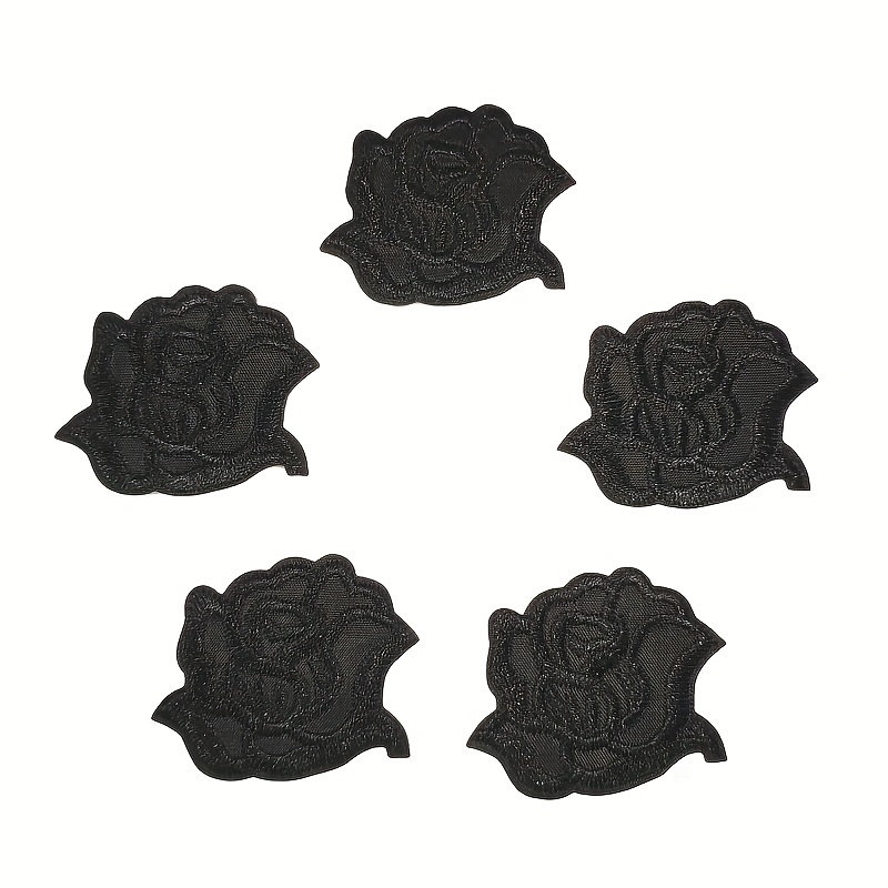 Black Rose Ironing Or Sewing Patches For Clothing Backpack - Temu