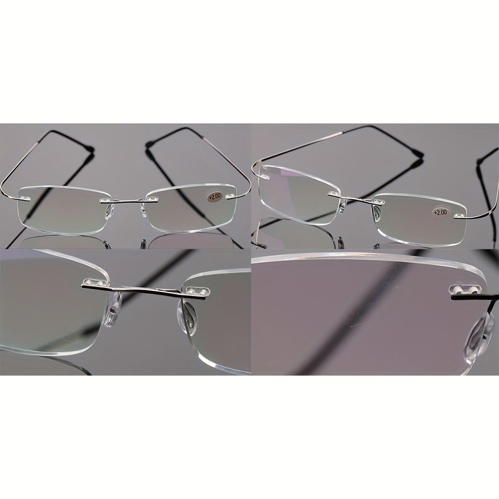 Soolala Unisex High Quality Lightweight Flexible Titanium Stainless Steel  Rimless Business Stylish Magnifying Reading Glasses Men Women - Jewelry &  Accessories - Temu New Zealand