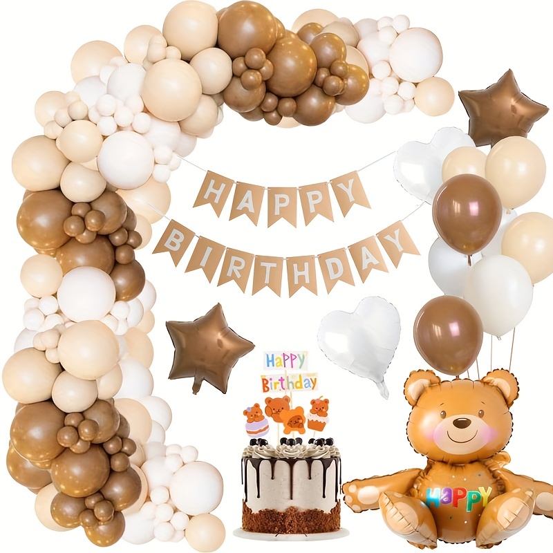 Cute Bear Birthday Party Balloon Decoration Perfect Theme - Temu