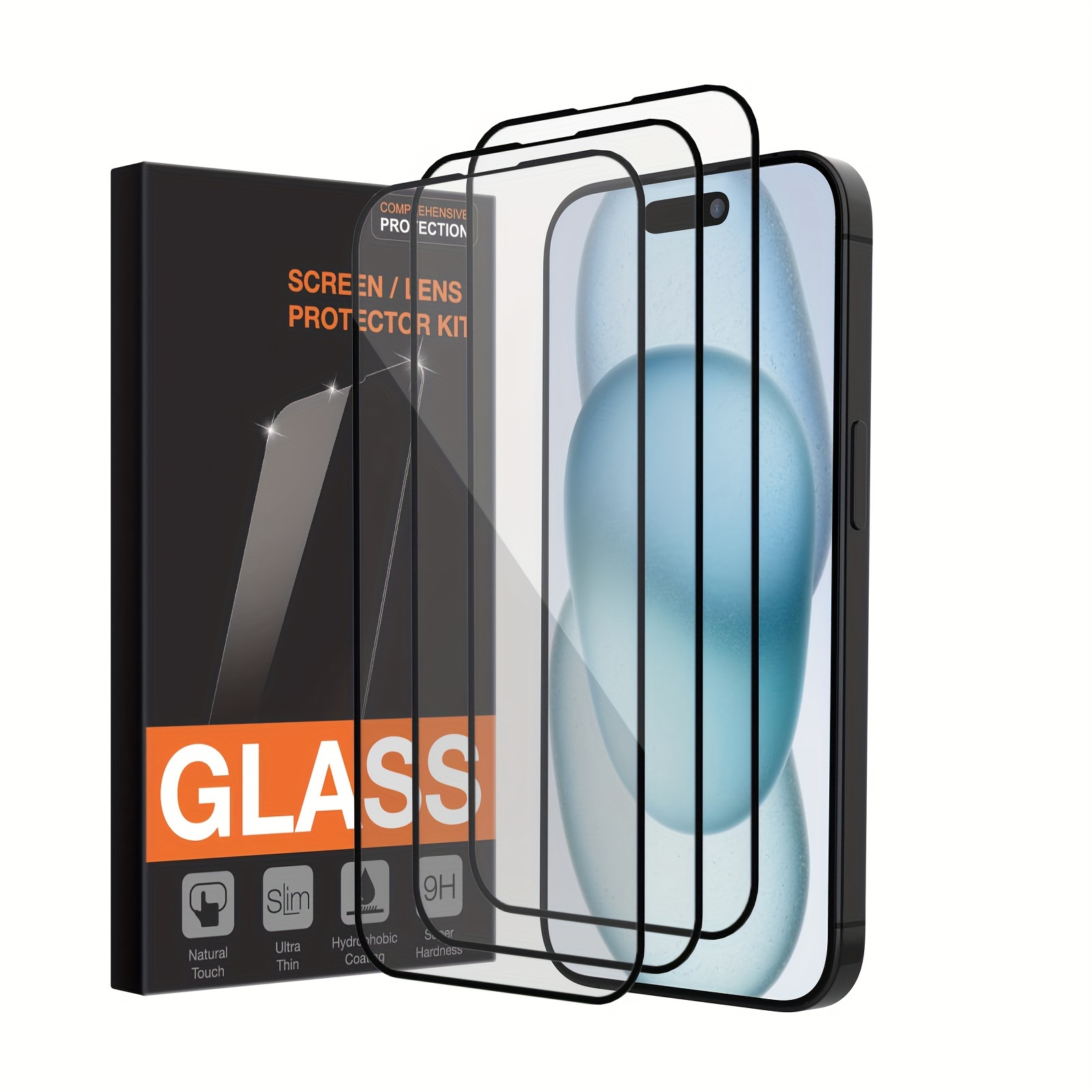 iPhone 15 Pro Full Cover Tempered Glass Screen Protector - 9H - Black Edge