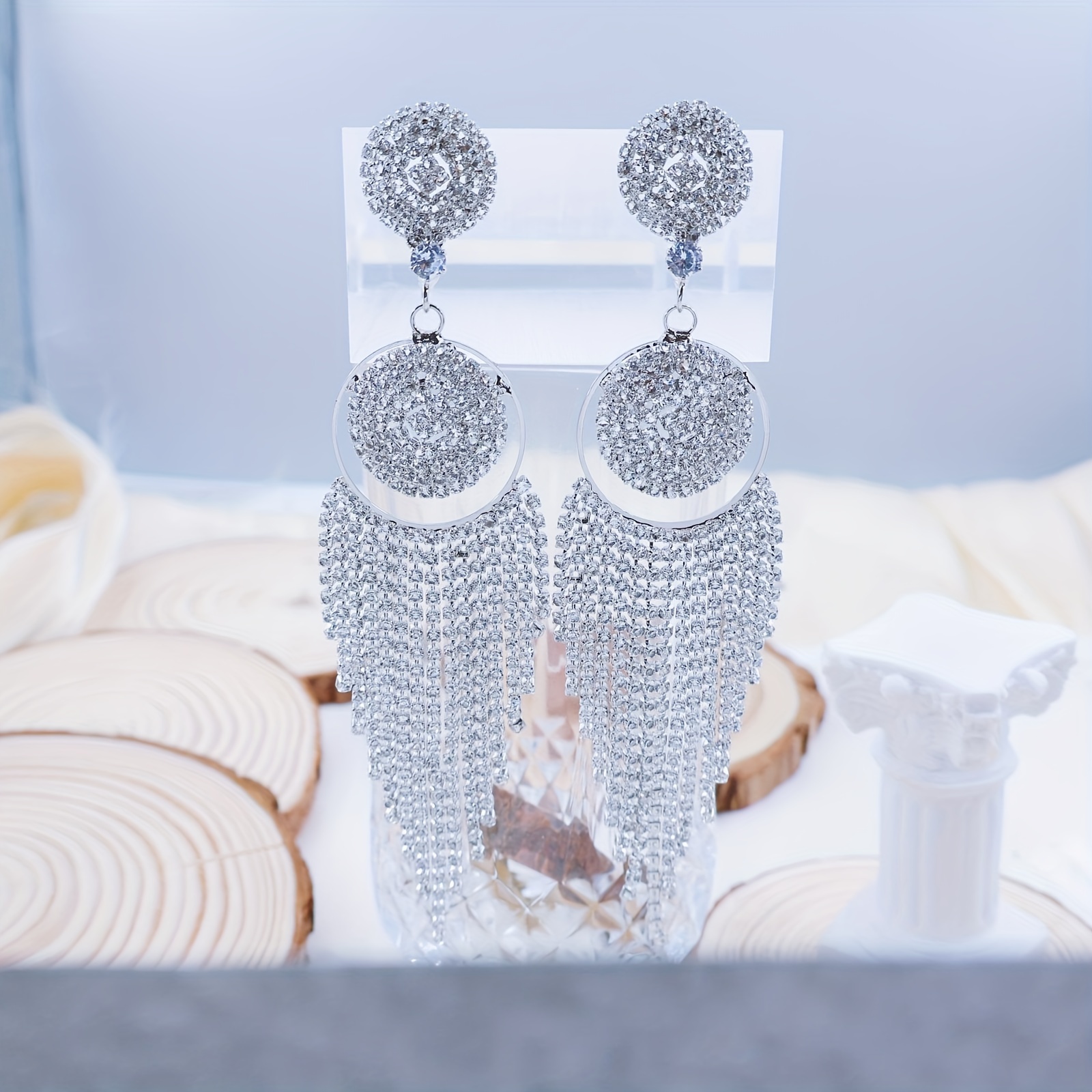 elegant long tassel earrings vintage high end water drill Temu