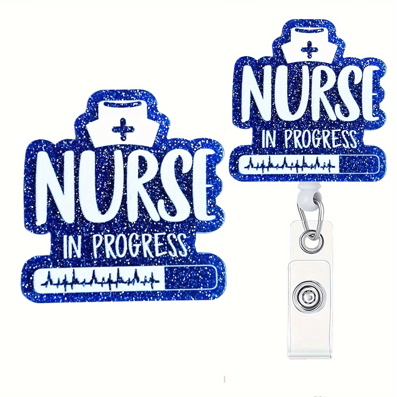 1pc Retractable Nurse Badge Reel, Nurse In Progress Retractable ID Clip For  Nurse Name Tag Card, Cute Funny Badge Holder Keychain