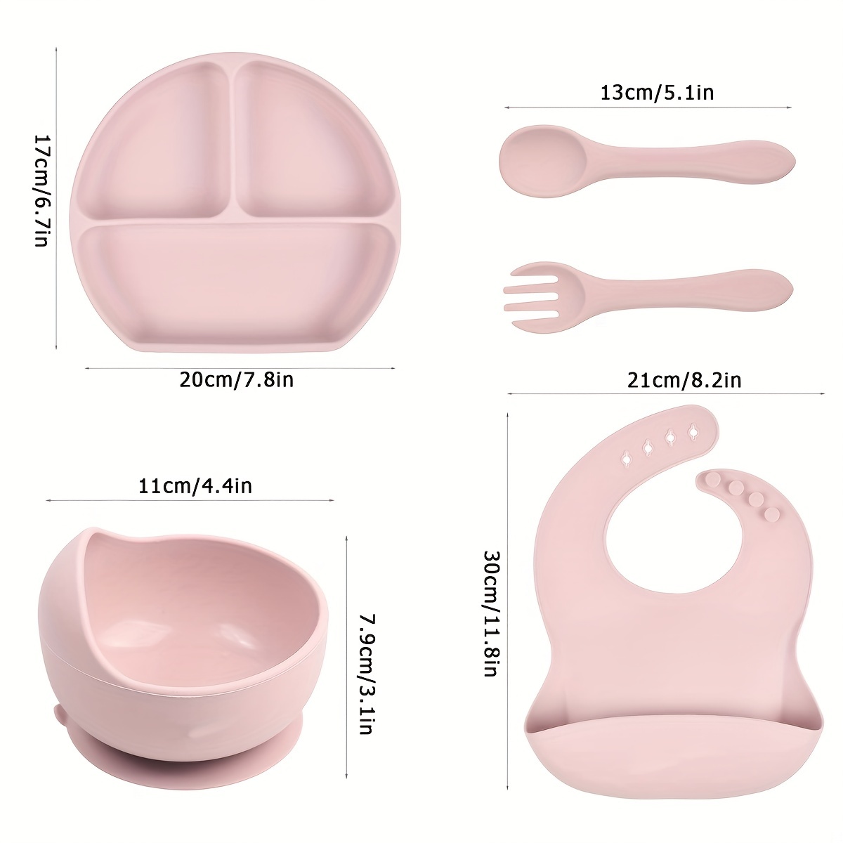 Ensembles d'ustensiles pour tout-petits, bavoir en silicone pour bébé avec  fourchette