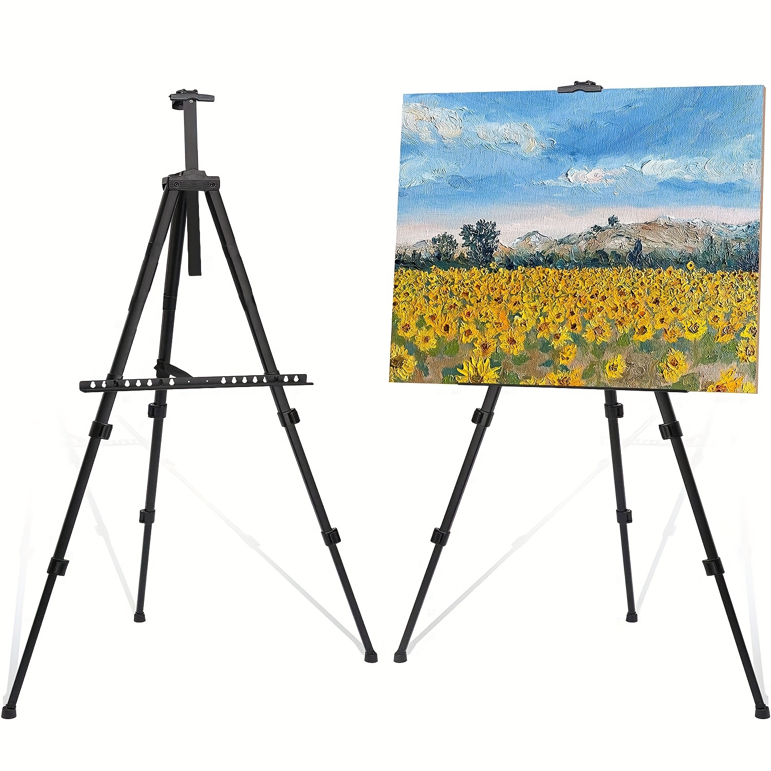 MEEDEN Easel Stand for Display, 63 Tripod Collapsible Artist Floor Easel,  Easy Folding Portable Metal Easel Stand for Signs, Posters, Display Show,  Black, 6 Pack 