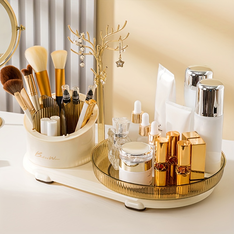 Makeup Brush Holder 360 Rotating Makeup Organizer With Clear - Temu United  Arab Emirates