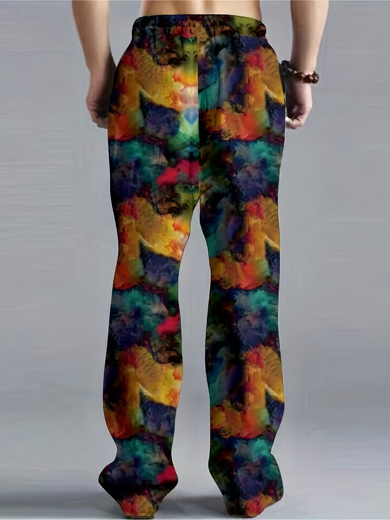 Plus Size Men's Flowers/unique Pattern Print Pants Oversized - Temu