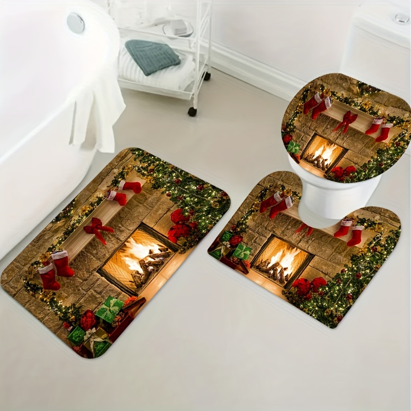 Decorazioni per il bagno di Natale Set Coprisedile WC Tappeto Doccia Tenda  Set Decorazione Bagno 4 PCS, A, 90 * 180 CM : : Casa e cucina