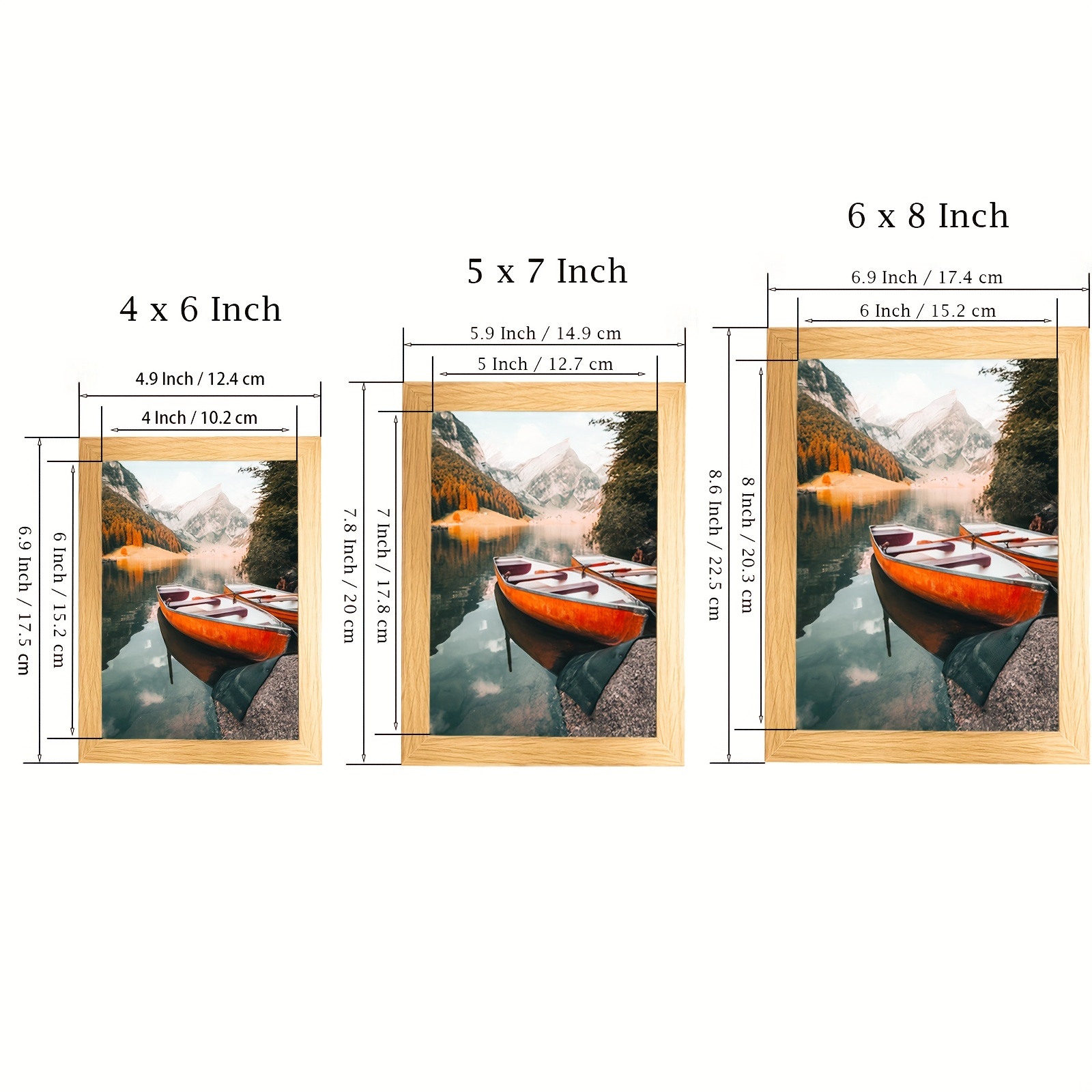 4x6 Picture Frame Wood Color/white High Definition Glass - Temu