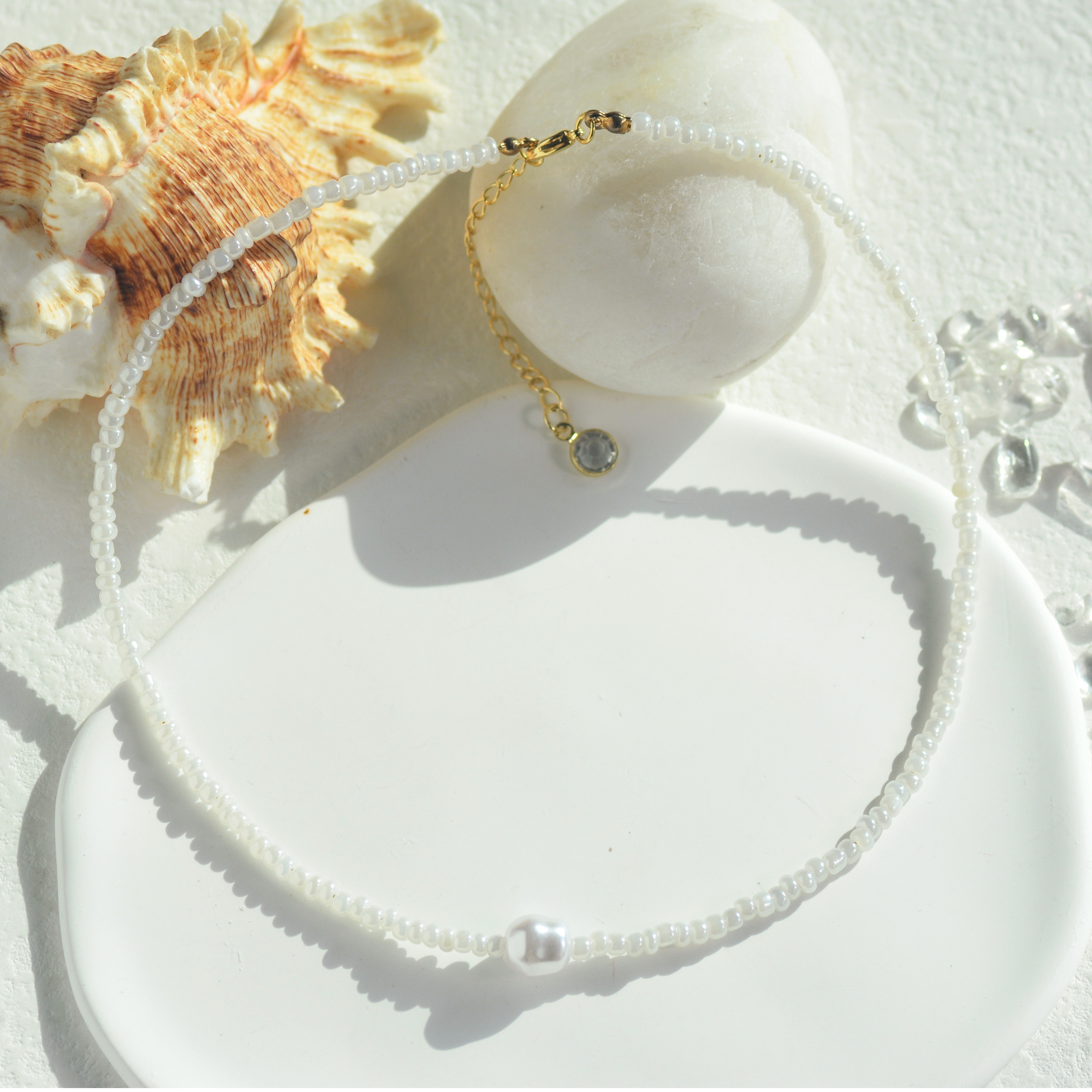 White Single Pearl Choker Necklace Simple Pearl Drop Necklace