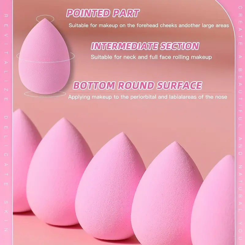 100pcs makeup sponge powder puff soft skin friendly makeup puff wet and dry dual use makeup beauty blender flawless for liquid powder cream professional facial makeup tools for beginner details 6