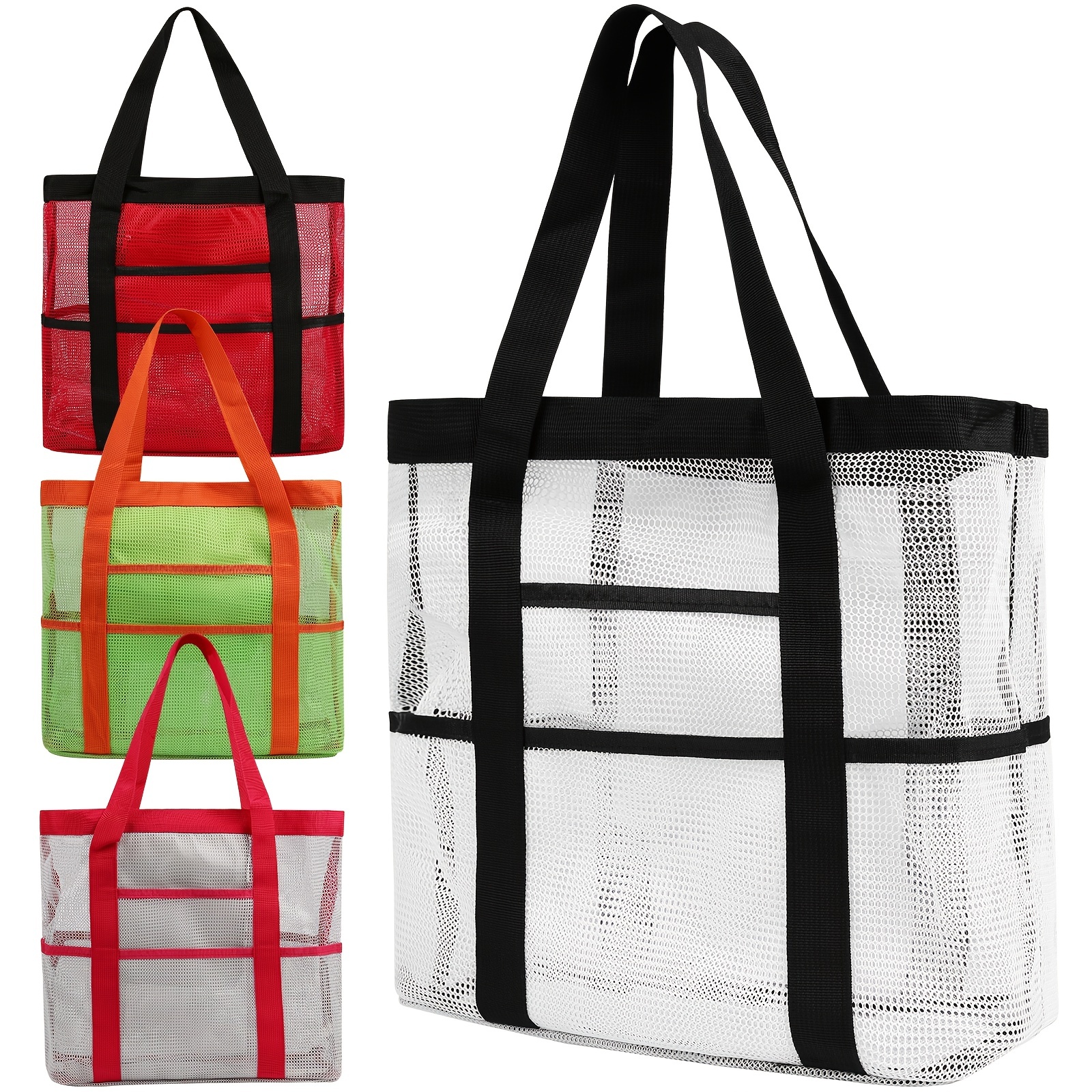 Clear Mesh Tote Bag Set, Waterproof Pvc Summer Beach Bag, Simple Shoulder  Bag For Travel - Temu Kuwait