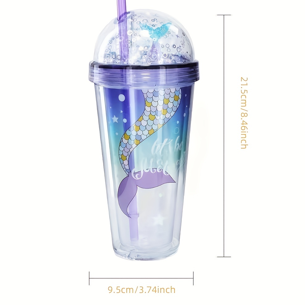 Portable Double Layer Mermaid Straw Cup - Perfect For Summer Outdoors,  Camping & Gifts! - Temu