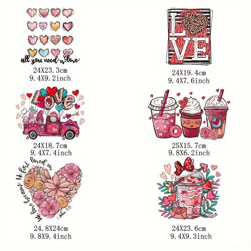  Valentines's Day Iron on Transfers Stickers, Iron on