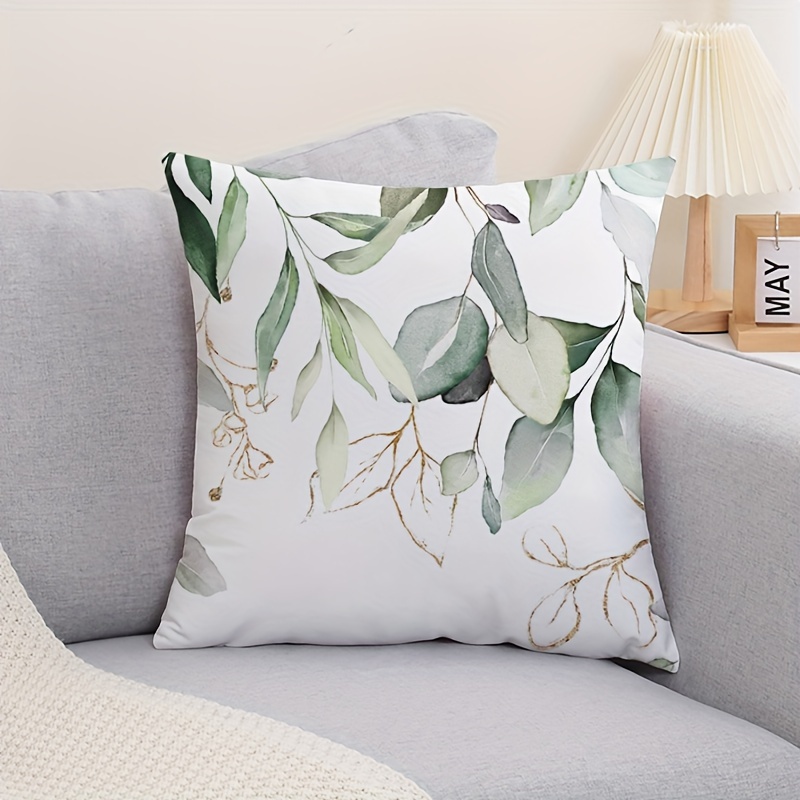 

1pc, Green Plant Leaf Water Color Painting Green Leaves Printed Throw Pillow Case, Home Sofa Decorhome Decor, Room Decor, Office Decor, Living Room Decor, Sofa Decor (no Pillow Core)