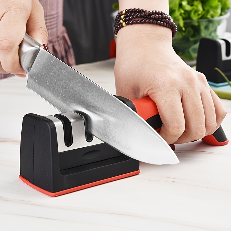 Knife Sharpeners with Adjustable Angle Knob - Premium Quality Handheld  Knife Sharpener - Multifunctional 4-Stage Kitchen Knife Sharpener for All