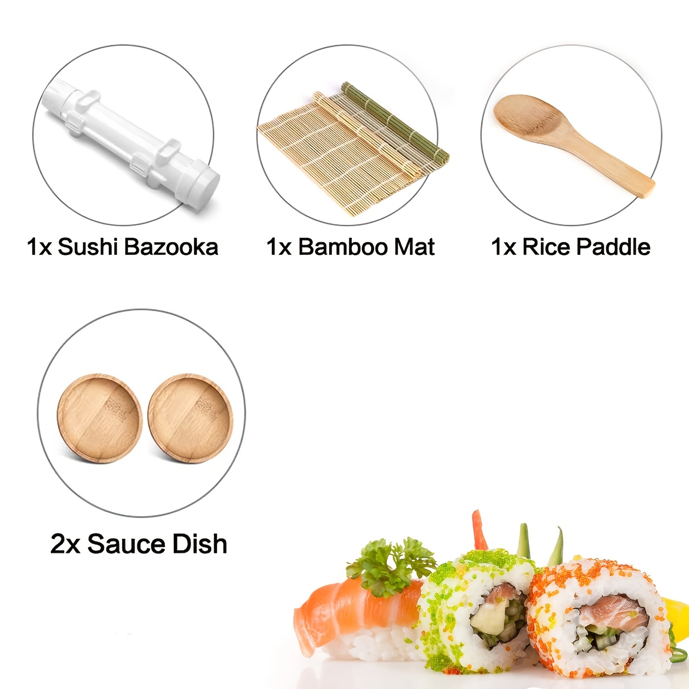 VKZATVN Sushi Making Kit - Sushi Bazooka Maker Kit with Bamboo Sushi Rolling Mat, Chopsticks with Holders, Home DIY Sushi Roller Tool for Sushi Lovers