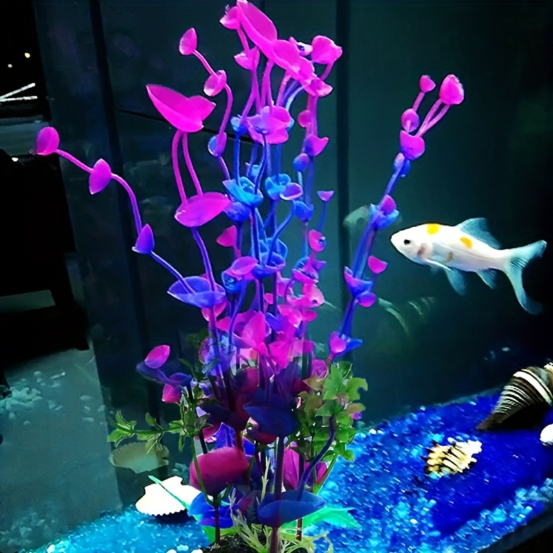 Suave Silicona Acuario Hongo Coral, Fluorescencia Decoración, Rosa