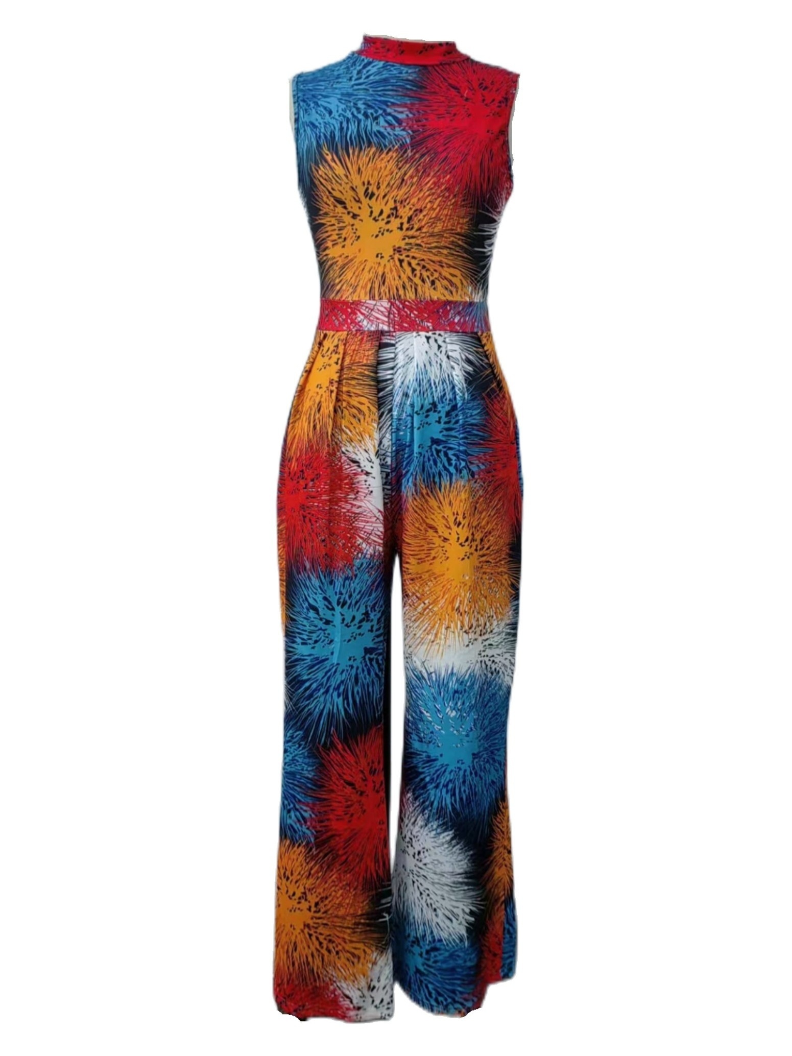 Floral Print Wide Leg Jumpsuit Boho Sleeveless Jumpsuit - Temu