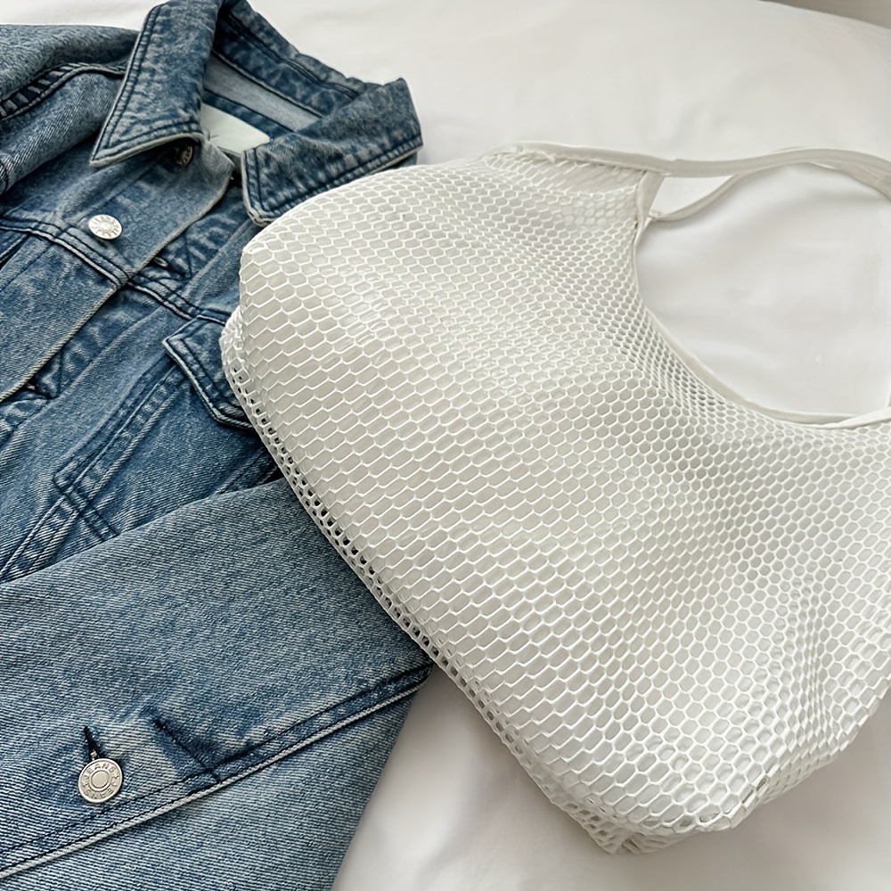 Minimalist Mesh Shoulder Bag Solid Large Capacity Handbag