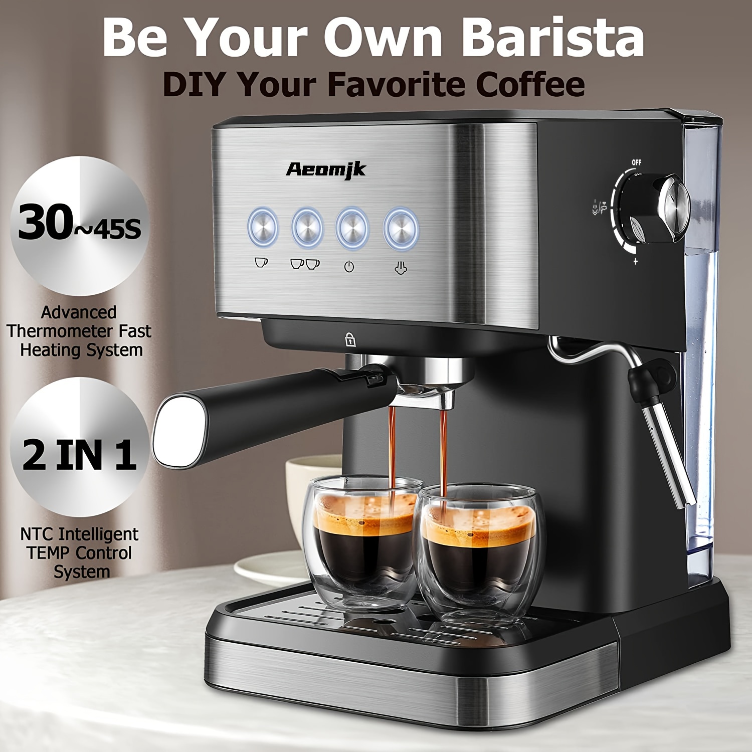 Fast Heating Espresso Machine With Milk Frother Wand Perfect - Temu