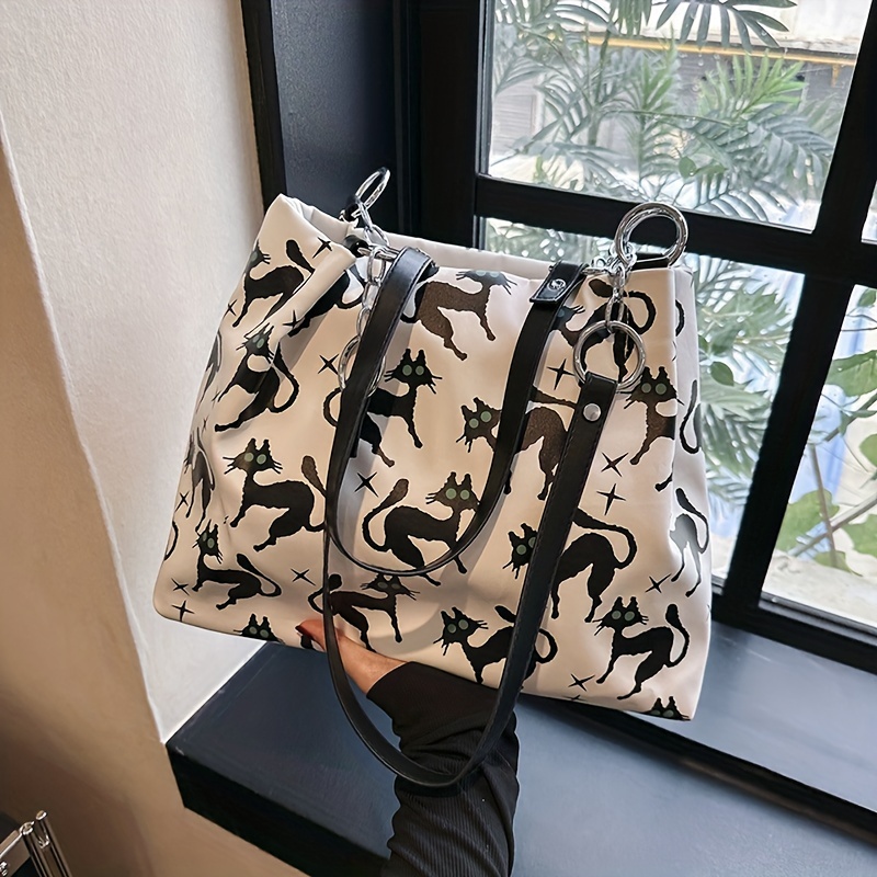 Cute Cartoon Tote Bags Overlarge Embroidery Shoulder Bag Nylon Eco