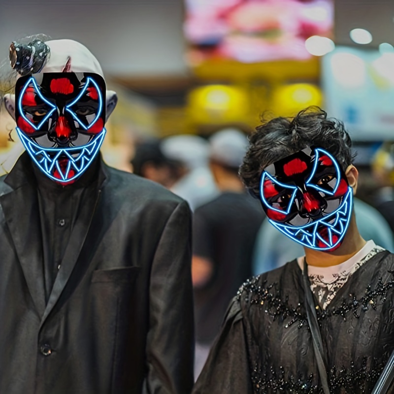 LED Light Up Men's Halloween Mask - Unique Neon Glow Masks