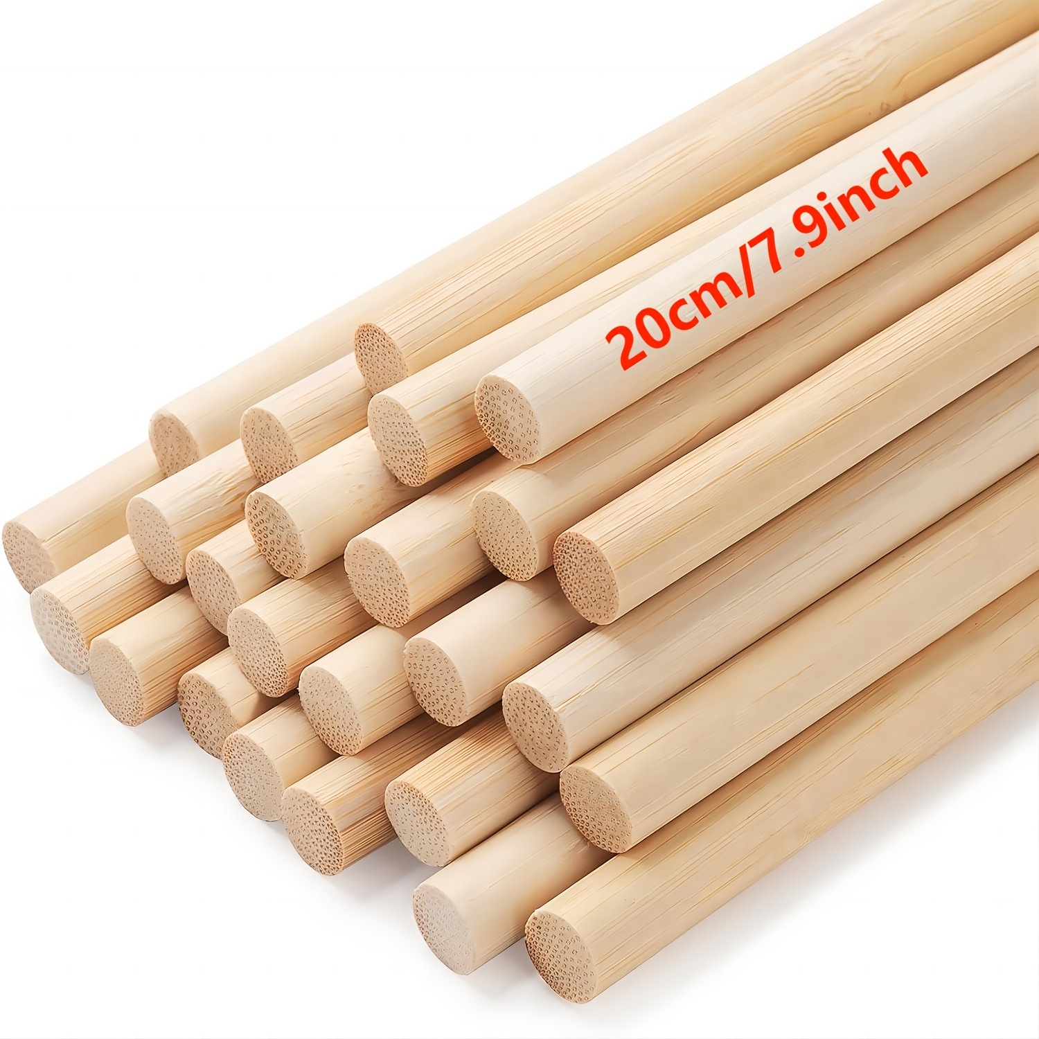 1/4 x 12 Wooden Sticks for Crafts Wooden Dowel Rods Round Wood Dowels,  20PCS Wooden Lollipops and Tiered Cake Dowel Rods, Small Unfinished  Hardwood